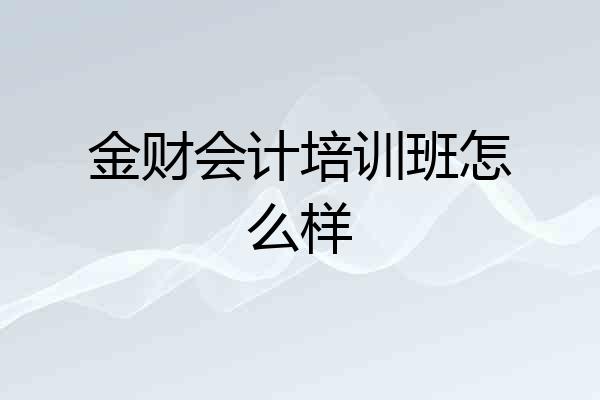 金财会计培训班怎么样