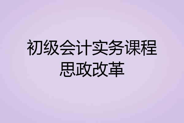 初级会计实务课程思政改革