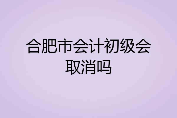 合肥市会计初级会取消吗