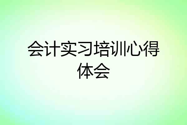 会计实习培训心得体会