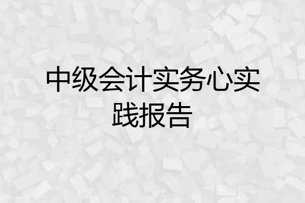 中级会计实务心实践报告