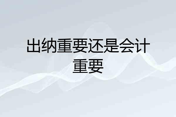 出纳重要还是会计重要