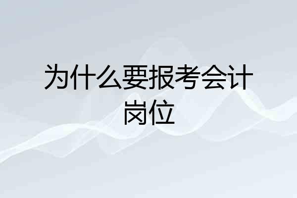 为什么要报考会计岗位