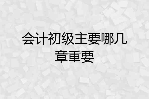 会计初级主要哪几章重要