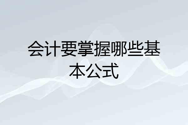会计要掌握哪些基本公式