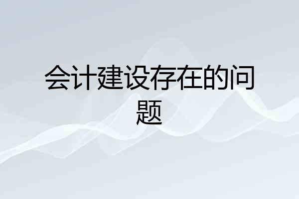 会计建设存在的问题