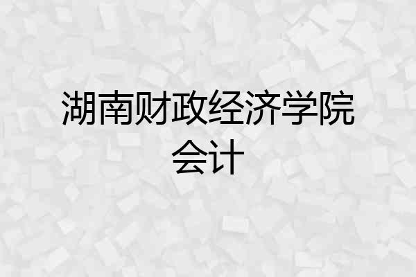 湖南财政经济学院会计