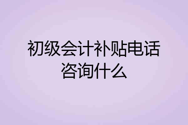 初级会计补贴电话咨询什么