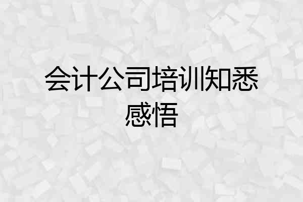 会计公司培训知悉感悟