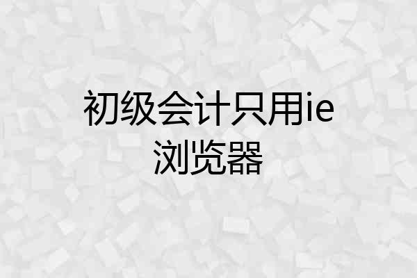 初级会计只用ie浏览器