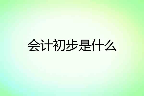 会计初步是什么