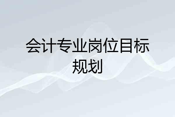 会计专业岗位目标规划