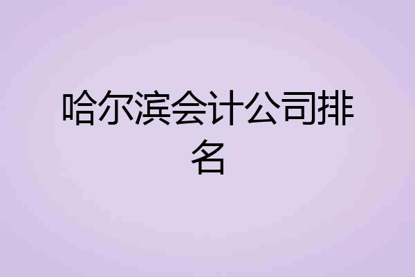 哈尔滨会计公司排名