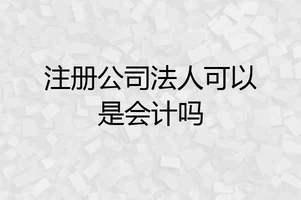 注册公司法人可以是会计吗