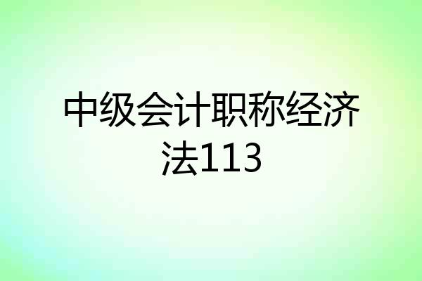 中级会计职称经济法113