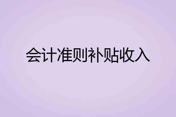 会计准则补贴收入