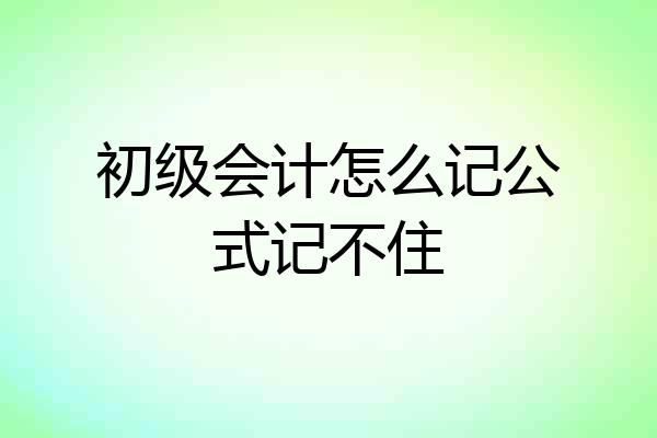 初级会计怎么记公式记不住