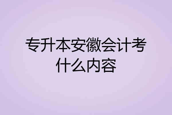 专升本安徽会计考什么内容