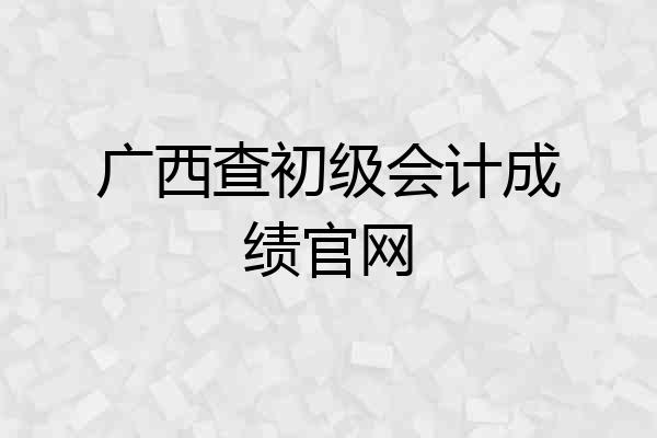 广西查初级会计成绩官网