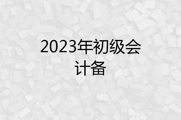 2023年初级会计备