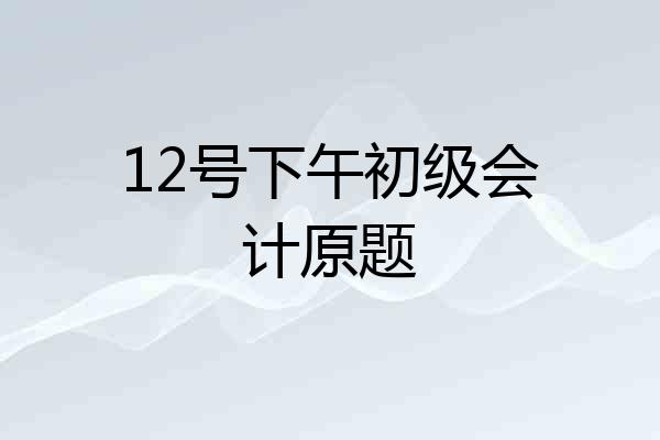 12号下午初级会计原题