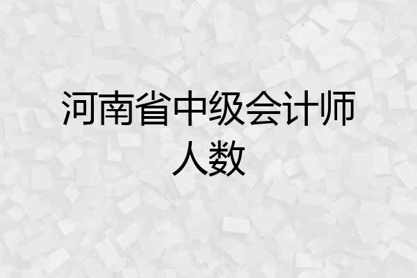 河南省中级会计师人数