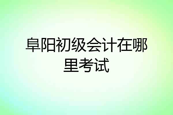 阜阳初级会计在哪里考试