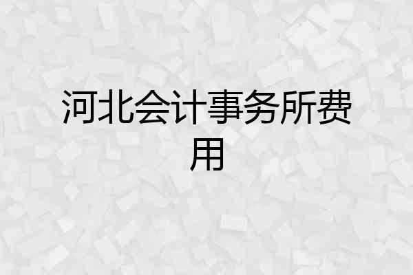 河北会计事务所费用