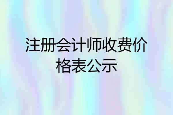 注册会计师收费价格表公示
