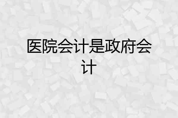医院会计是政府会计