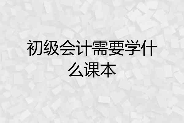 初级会计需要学什么课本