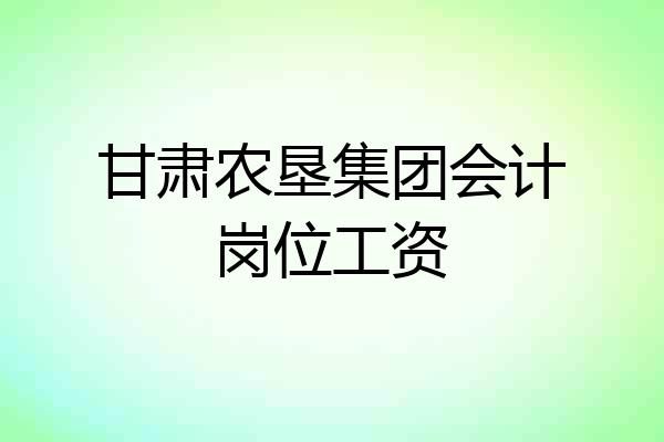 甘肃农垦集团会计岗位工资