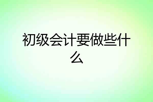 初级会计要做些什么