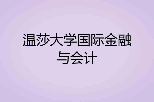 温莎大学国际金融与会计