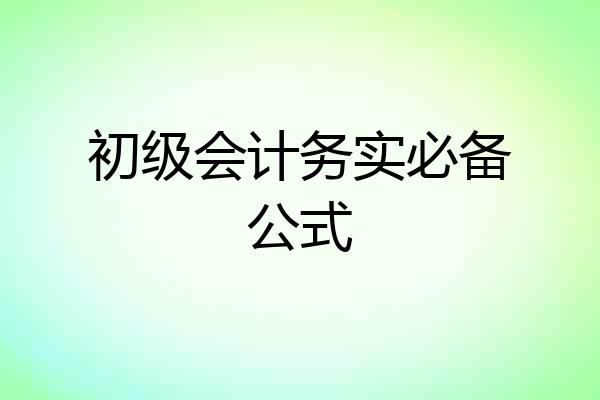 初级会计务实必备公式