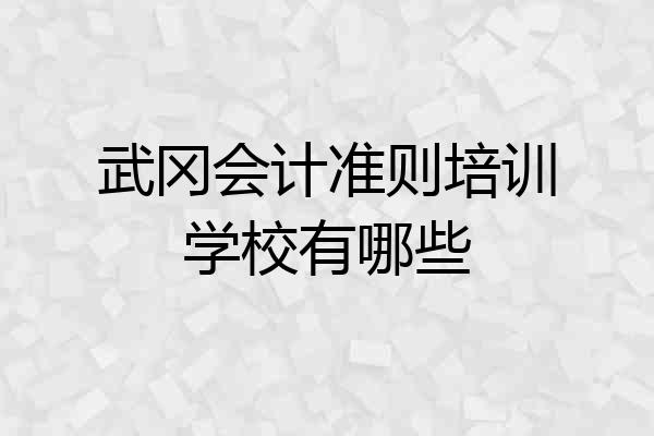 武冈会计准则培训学校有哪些
