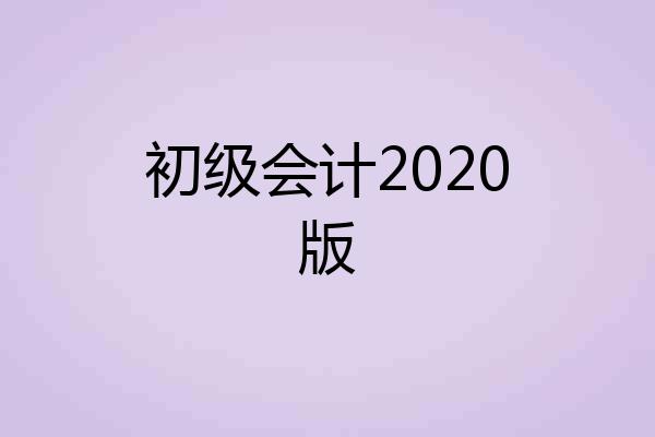 初级会计2020版