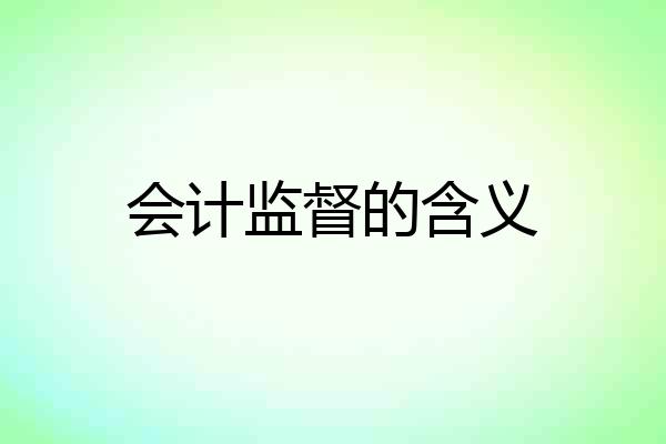 会计监督的含义