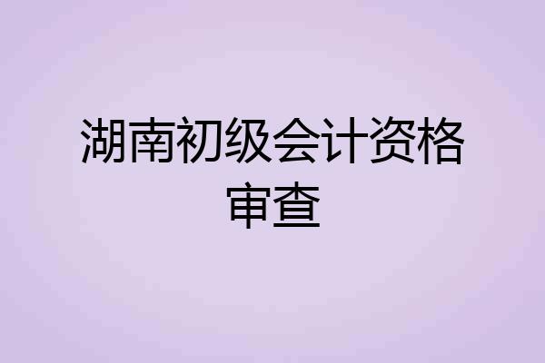 湖南初级会计资格审查
