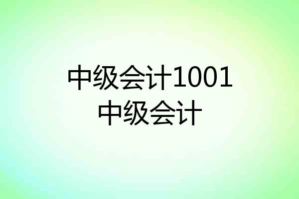 中级会计1001中级会计