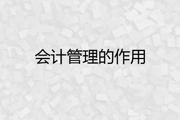 会计管理的作用