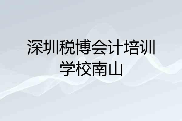 深圳税博会计培训学校南山