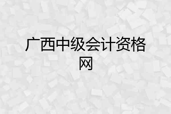 广西中级会计资格网