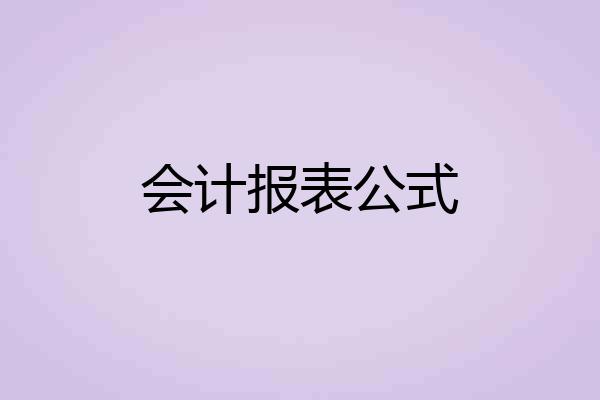 会计报表公式