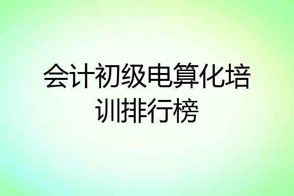 会计初级电算化培训排行榜
