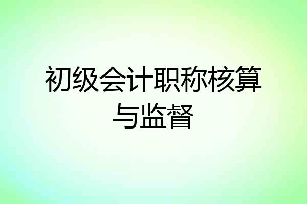 初级会计职称核算与监督