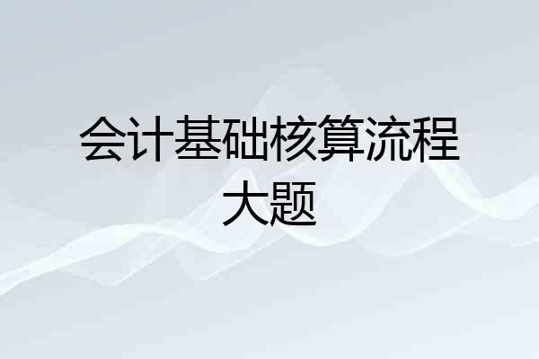 会计基础核算流程大题