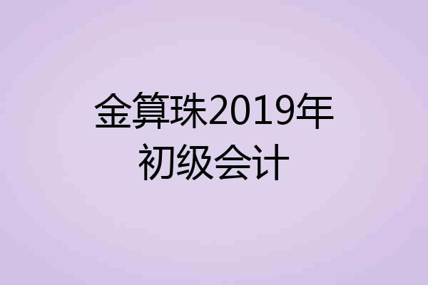 金算珠2019年初级会计