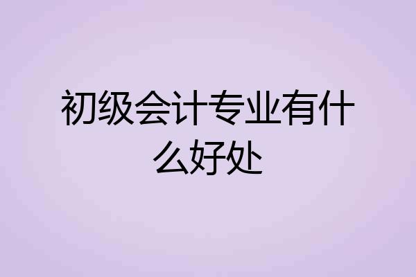 初级会计专业有什么好处