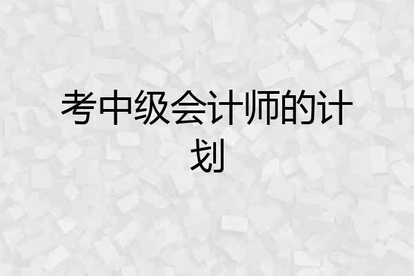 考中级会计师的计划